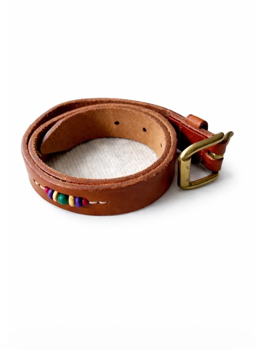 Vintage Gap belt leather embroidered beaded boho - Size 27